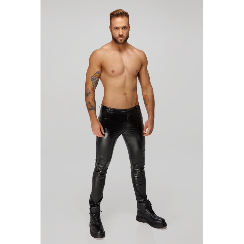 Noir Handmade - Snake wetlook with back pockets Broek - Zwart